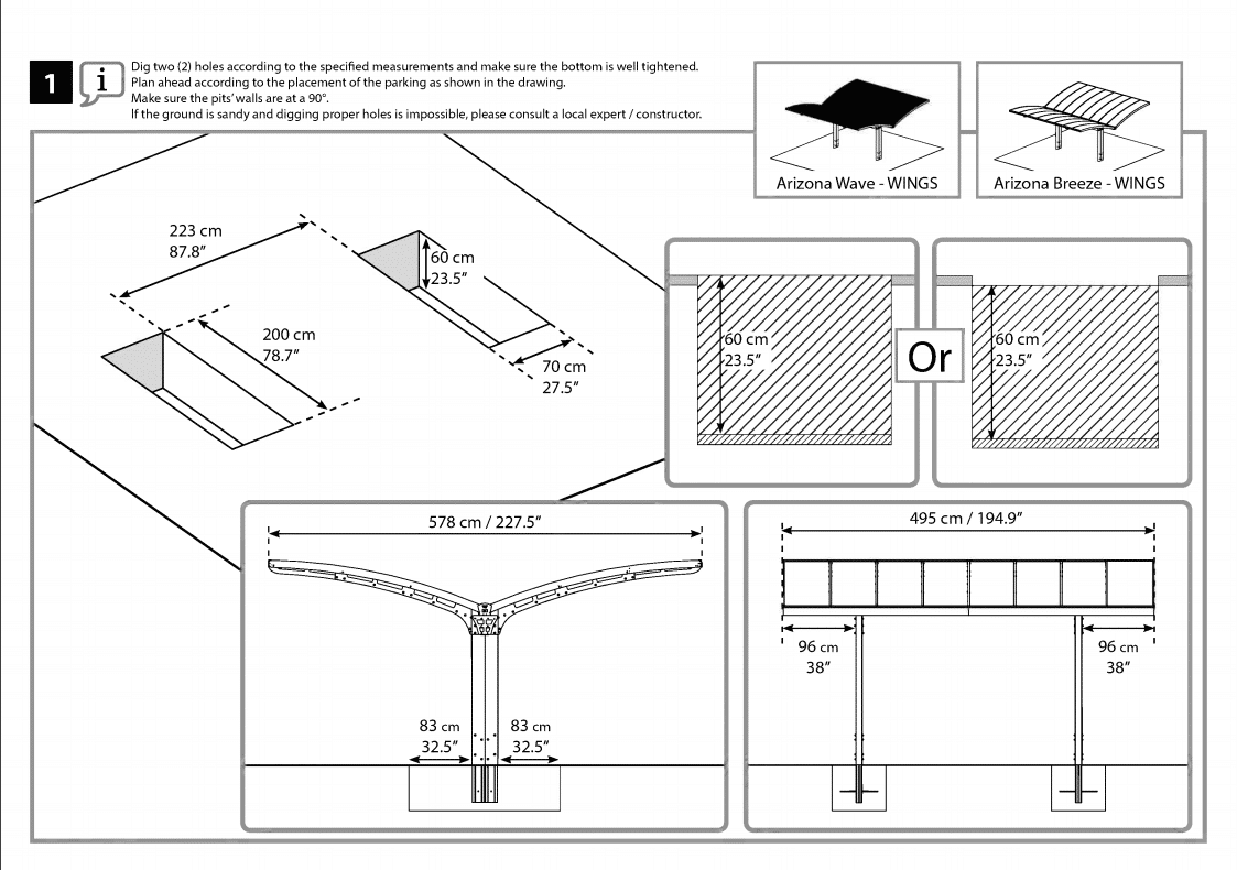 Arizona Carport Wings EZ link kit concrete