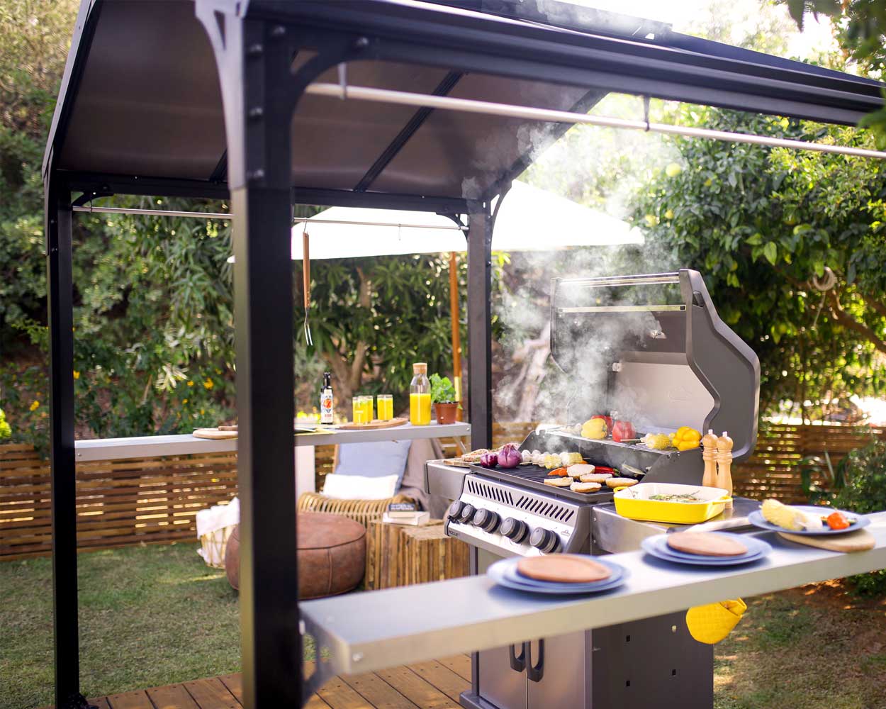 Austin BBQ Gazebo 6x8 1.8x2.4m Black Palram-Canopia Garden Gazebos